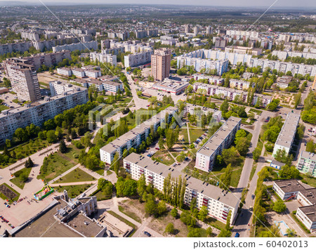 Panoramic view from drone of the residential district of city Old Oskol. Russia 60402013
