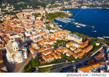 Panoramic view from the drone on the city Como. Italy 60402102