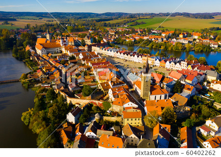 Top view from the drone on the city Telc. Czech Republic Top view from the drone on the city Telc. Czech Republic 60402262