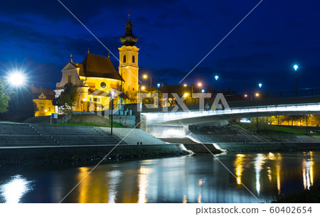 Image of night streets of Gyor in Hungary Image of night streets of Gyor in Hungary 60402654