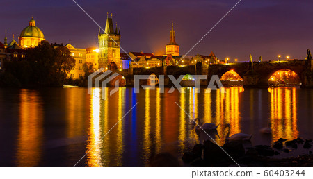 Night view of Charles bridge. Prague. Czech Republic Night view of Charles bridge. Prague. Czech Republic 60403244