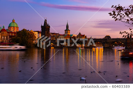 Night view of Charles bridge. Prague. Czech Republic 60403389