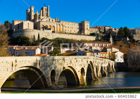 Old Bridge and cathedral of Saint Nazaire, Beziers 60403862