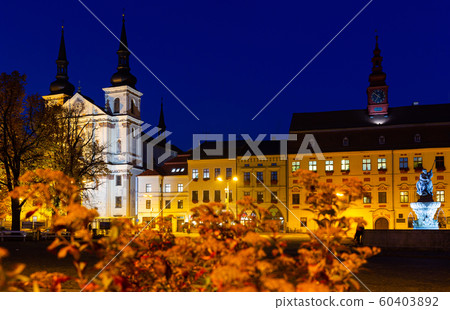 Night view of Masaryk Square, Jihlava 60403892