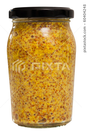 Closed jar of wholegrain mustard Closed jar of wholegrain mustard 60404248