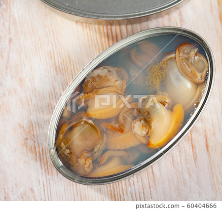 Natural canned molluscs in tin can Natural canned molluscs in tin can 60404666
