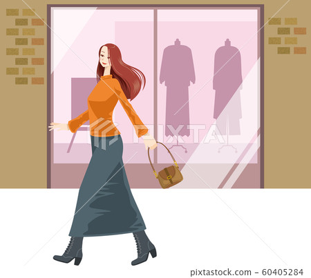 做櫥窗購物的一個少婦的圖像例證 60405284