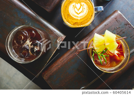 Top angle view of various coffee 60405614