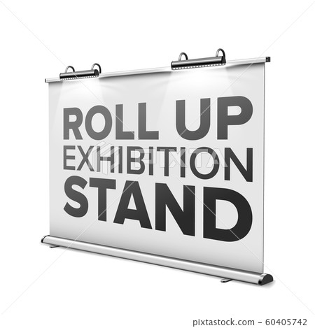 Roll Up Exhibition Stand With Modern Lamps Vector Roll Up Exhibition Stand With Modern Lamps Vector 60405742