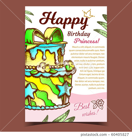 Birthday Cake Decorated With Bow Banner Vector Birthday Cake Decorated With Bow Banner Vector 60405827