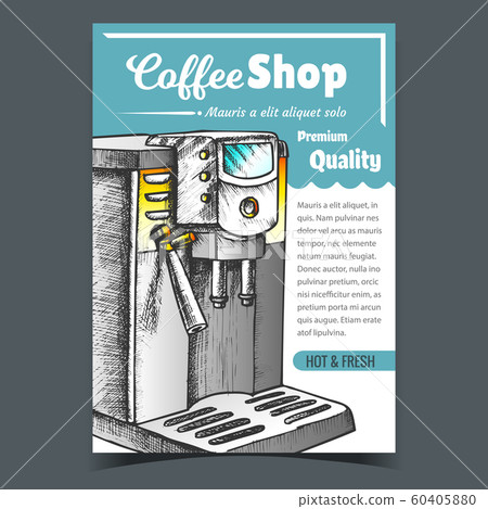 Coffee Machine For Brew Hot Drink Poster Vector - Stock Illustration ...