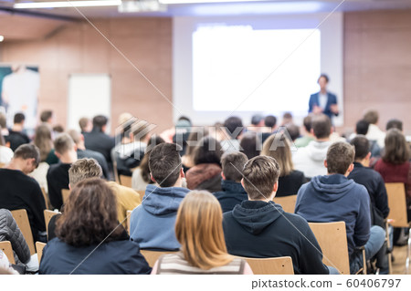 Business speaker giving a talk at business conference event. Business speaker giving a talk at business conference event. 60406797