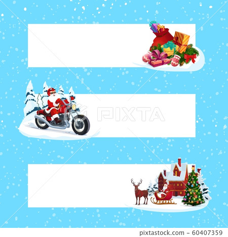 Christmas tree, gift, Santa and deer. Xmas banners 60407359