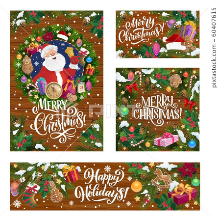 Merry Christmas winter holiday Santa gifts 60407615