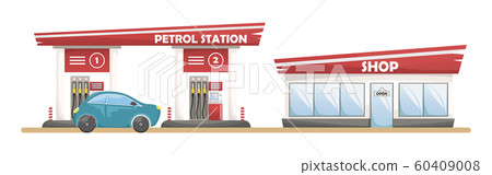 Vector illustration of a car filling station with a shop Vector illustration of a car filling station with a shop 60409008
