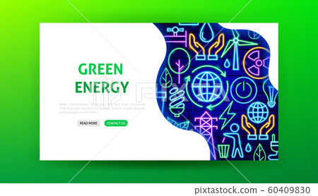 Green Energy Neon Landing Page - Stock Illustration [60409830] - PIXTA