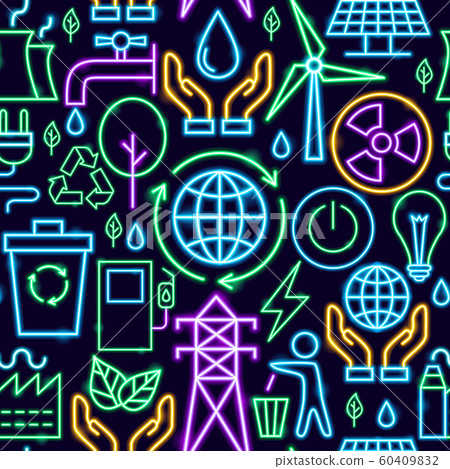 Green Energy Neon Seamless Pattern 60409832