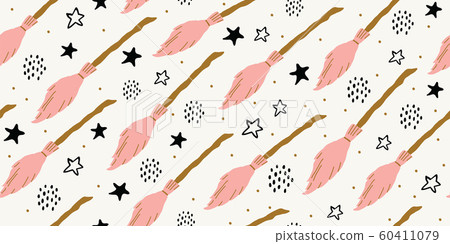 seamless witch pattern with flying pink brooms seamless witch pattern with flying pink brooms 60411079