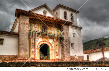 Facade view to St. Peter Church of Andahuaylillas, Facade view to St. Peter Church of Andahuaylillas, 60411537
