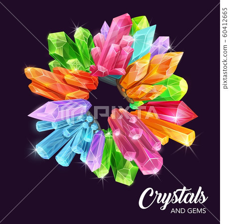 Diamond and sapphire gems, crystals of quartz Diamond and sapphire gems, crystals of quartz 60412665