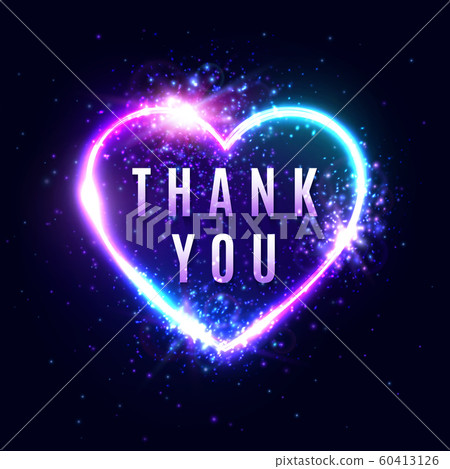 Neon light Thank You sign on dark blue... - Stock Illustration [60413126] -  PIXTA