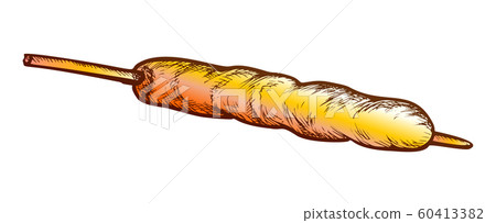 Potato Vegetarian Kebab Fastfood Color Vector 60413382