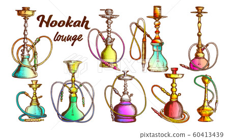 Collection of Different Hookah Set Ink Vector 60413439