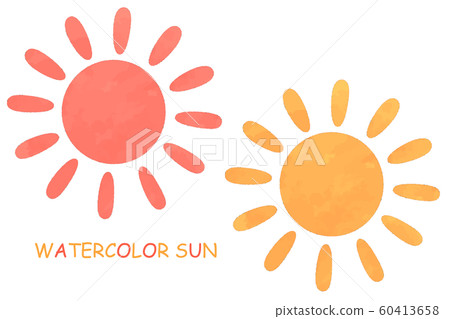 手繪水彩風格太陽插畫 60413658