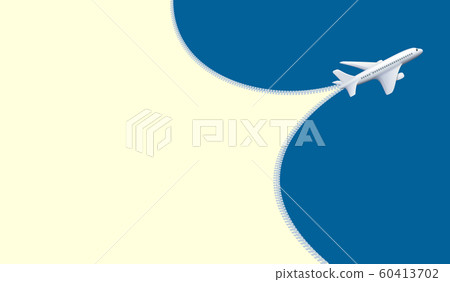 Plane flies in the sky. Trace from an airplane as zipper 60413702