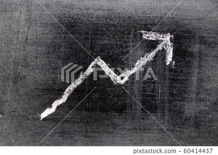 White chalk draw as upward arrow graph White chalk draw as upward arrow graph 60414437