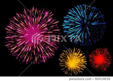 fireworks isolated on black background -... - Stock Illustration ...
