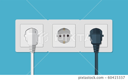 Electrical outlet and hand with plug. 60415337