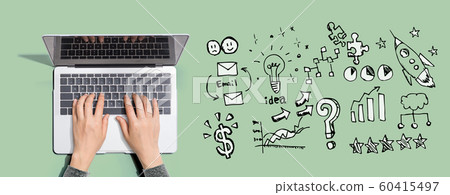 Business strategy ideas with person using laptop computer 60415497