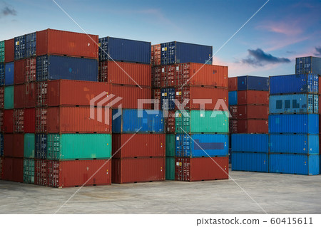 Stack of Cargo Containers at the docks Stack of Cargo Containers at the docks 60415611