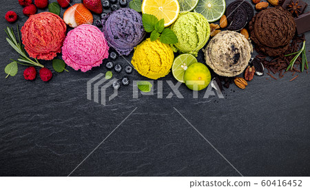 Various of ice cream flavor ball blueberry ,lime Various of ice cream flavor ball blueberry ,lime 60416452