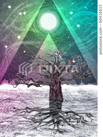 Abstract winter landscape and tree - Stock Illustration [60416815] - PIXTA
