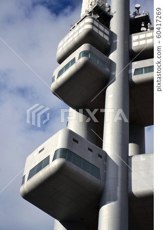 Bottom view of the Zizkov television tower, Prague, Czech Republic 60417269