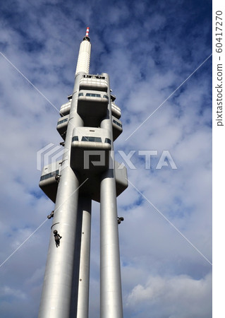 Bottom view of the Zizkov television tower, Prague, Czech Republic 60417270