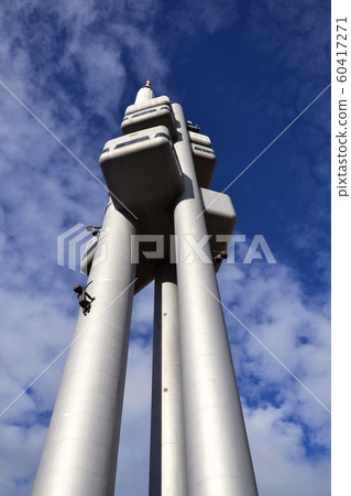 Bottom view of the Zizkov television tower, Prague, Czech Republic 60417271