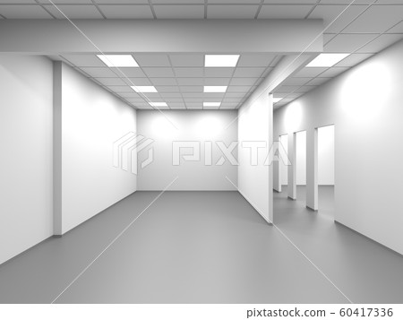 An empty 3 d open space office with walls 60417336