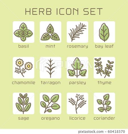 Herb line icon set Herb line icon set 60418370