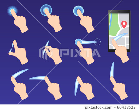 智能手機觸摸操作圖set_blue背景 智能手機觸摸操作圖set_blue背景 60418522