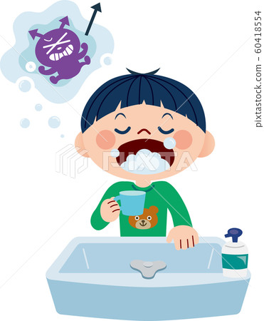 洗手間的孩子喝水 洗手間的孩子喝水 60418554