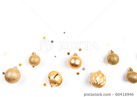 Festive white background with Christmas decorations. Festive white background with Christmas decorations. 60418946
