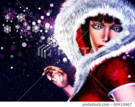 Winter girl in red outfit 60419967