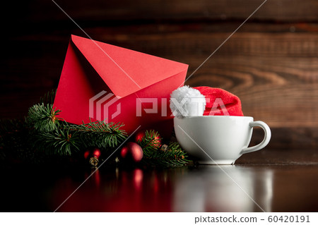 Santa Claus hat and cup with envelope 60420191
