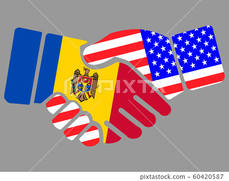 Moldova and USA flags Handshake vector 60420587