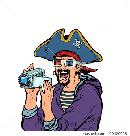 pirate shoots and watches adventure movies 60420638