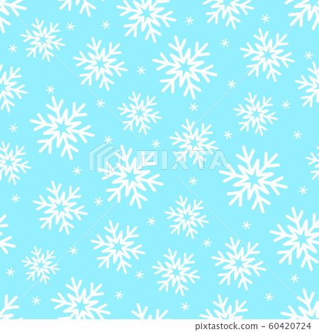 Snowflakes on blue seamless vector pattern - Stock Illustration ...