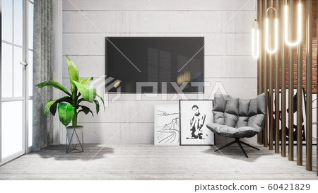 Modern design living room interior in Scandinavian style . 3D rendering 60421829